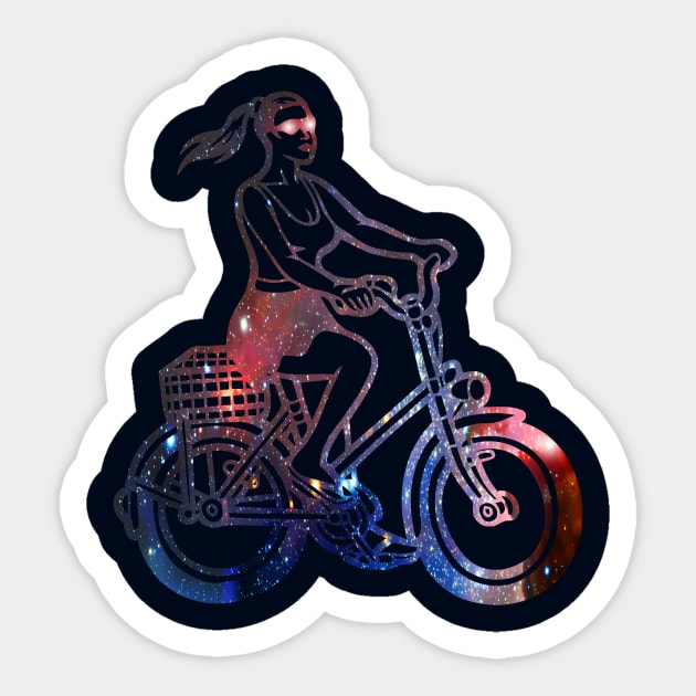 Girl with Bike Sticker by tsign703